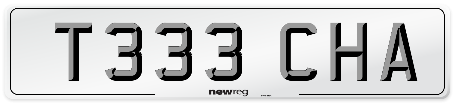 T333 CHA Number Plate from New Reg